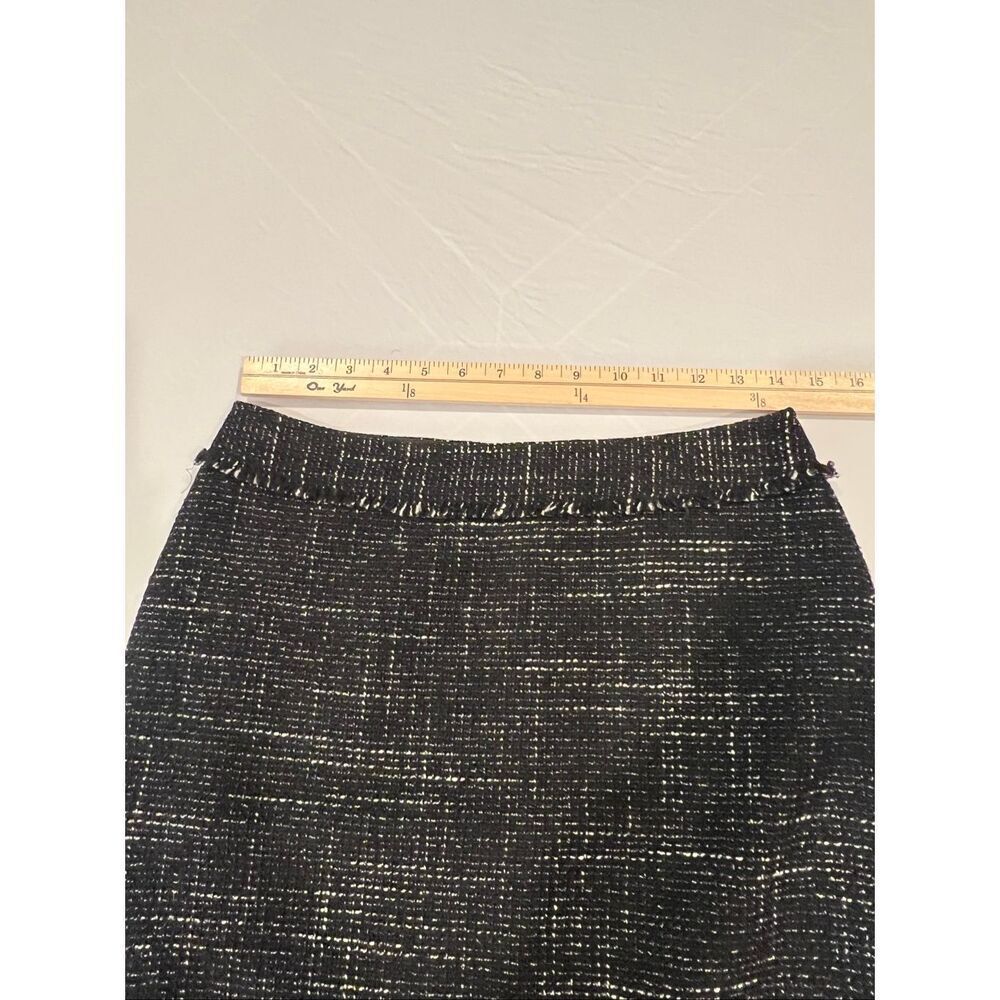 Ann Taylor Women's Marled Woven Fringe Wool Blend Pencil Skirt Black Size 4 - Picture 3 of 6